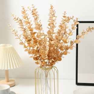 Duofu Artificial Single Golden Eucalyptus New Year's Eve Flower Bonsai Accessories Wholesale Engineering Home Decoration Flowers