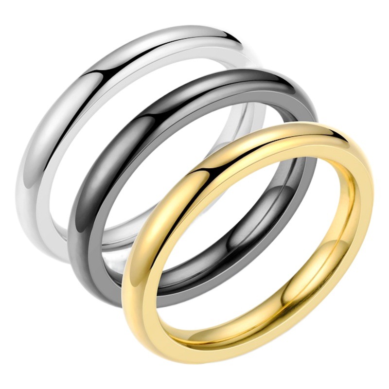 Internet Celebrity Simple Plain Ring Ancient Gold Titanium Steel Ring Ins High-End Trendy Versatile Glossy Couple Ring Wholesale