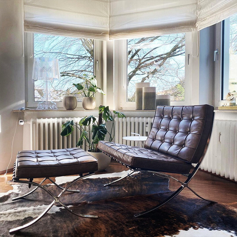 Barcelona lounge chair designer single chair modern minimalist sofa chair full leather leisure chair lazy man leisure seat