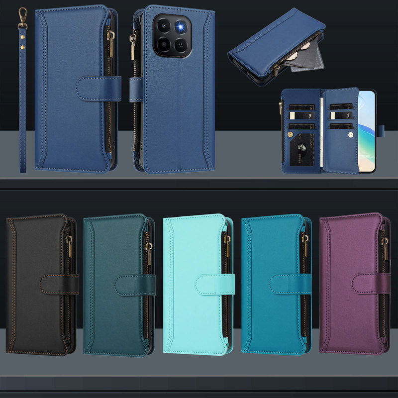 New Model Suitable for Honor X9/8/6 Mobile Phone Case with Nine Card Magnetic Suction Lanyard Zipper Flip Leather Case for Fun New Model Suitable for Honor X9/8/6 Mobile Phone Case with Nine Card Magnetic Suction Lanyard Zipper Flip Leather Case for Fun