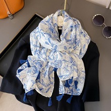 春秋文艺波西米亚民族风围巾超大棉麻丝巾女夏季防晒披肩薄款外搭