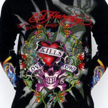 Wholesale supply ED HARDY men's cotton hot drill long sleeve T-shirt/ED HARDY men's long T