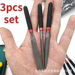 手作りミニモデル木工やすり研削工具 118 ミリメートルラウンド半円形フラット 3 点セットプラスチックハンドルやすり