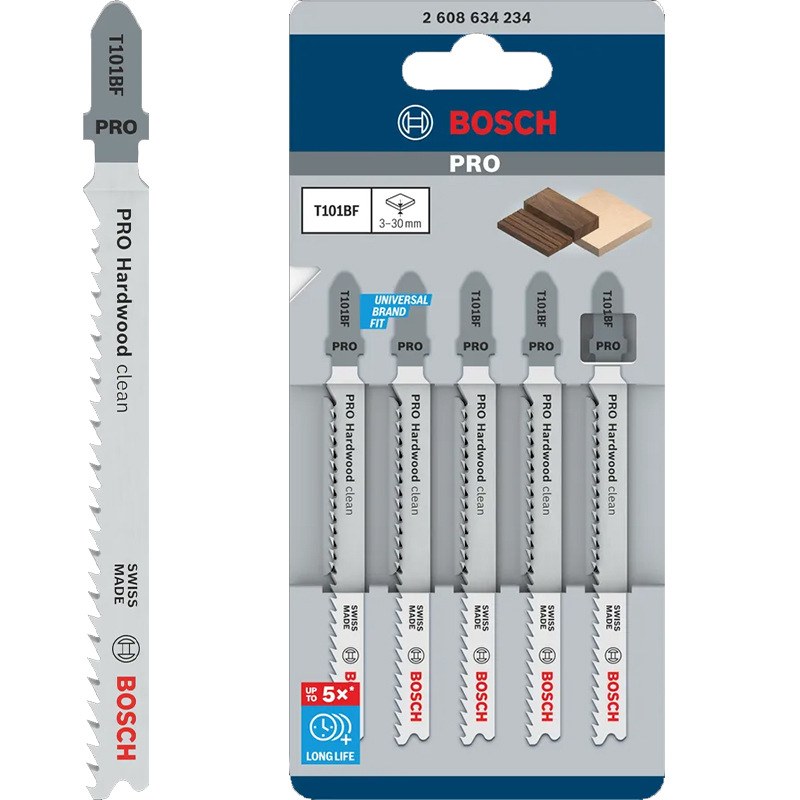 博世进口曲线锯锯条T101BF木工木材防爆边加长曲线锯条正品积梳片