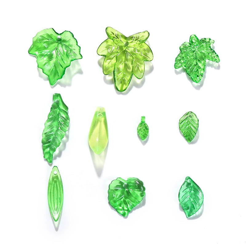 Оптовые акриловые прозрачные зеленые подвески-листья для волос, заколки, серьги, аксессуары для самостоятельного изготовления, ручная работа A800368
