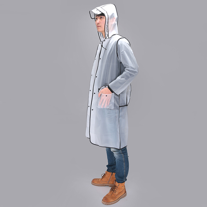 Manufacturer Customized Eva Raincoat Translucent Frosted Logo Outdoor Long Style with Backpack Travel Hemmed Adult Raincoat Manufacturer Customized Eva Raincoat Translucent Frosted Logo Outdoor Long Style with Backpack Travel Hemmed Adult Raincoat