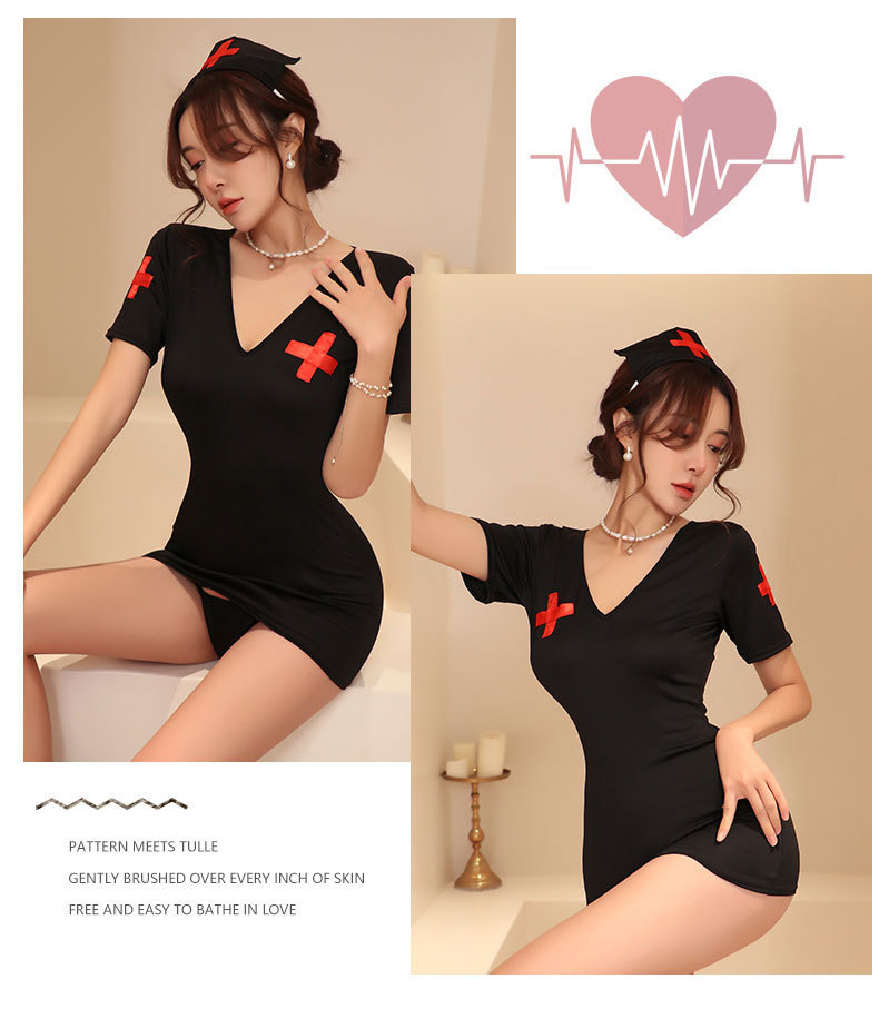 Lange Nacht Sexy Unterwäsche Weibliche Rollenspiele Sexy Rock Weibliche Krankenschwester Uniform Versuchung Anzug Außenhandel 1406_voghion.com