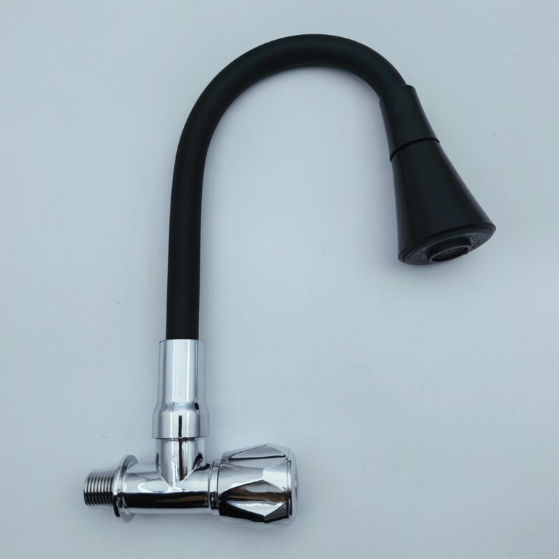 Export-grade wall-mounted single cold water faucet, black 180-degree swivel faucet, kitchen faucet Export-grade wall-mounted single cold water faucet, black 180-degree swivel faucet, kitchen faucet