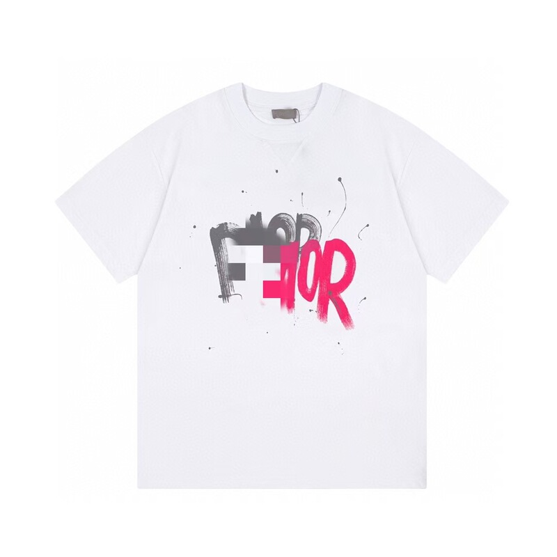 クロスボーダー 25ssCD ホームファッションブランド春夏新作落書きペイントレタープリントユニセックス純綿半袖Tシャツ|undefined