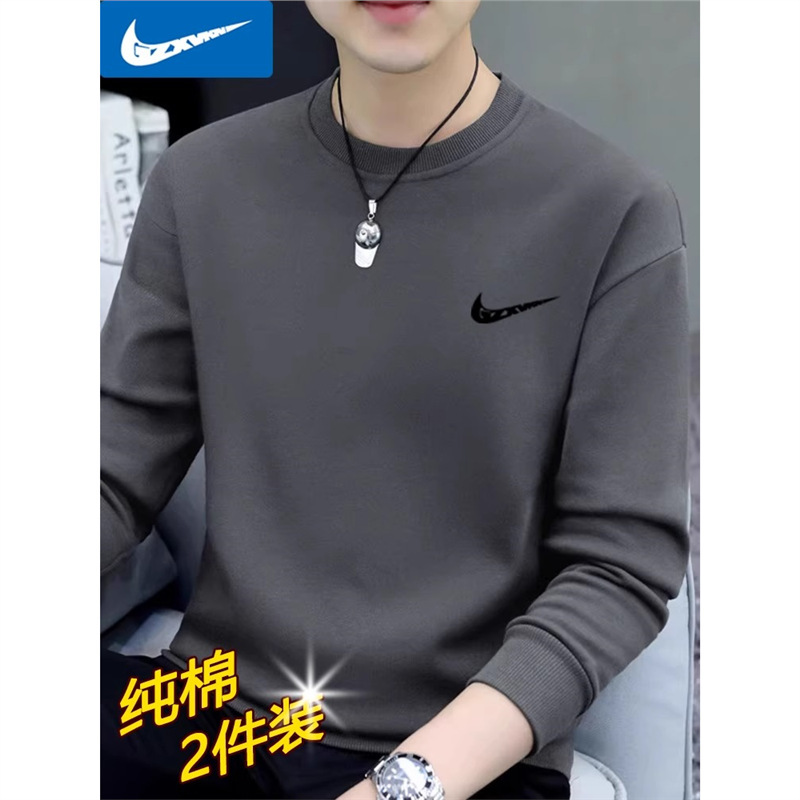 Drop Shipping Brand New Sweatshirt Men's Spring and Autum Round Neck Long-sleeved T-shirt Casual Top Bottoming Shirt Loose and Trendy