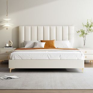Leather Bed Double 1.8x 2 m Bed Modern Simple Wedding Bed 1.5 m Household Big Bed Bedroom Soft Bag Bed