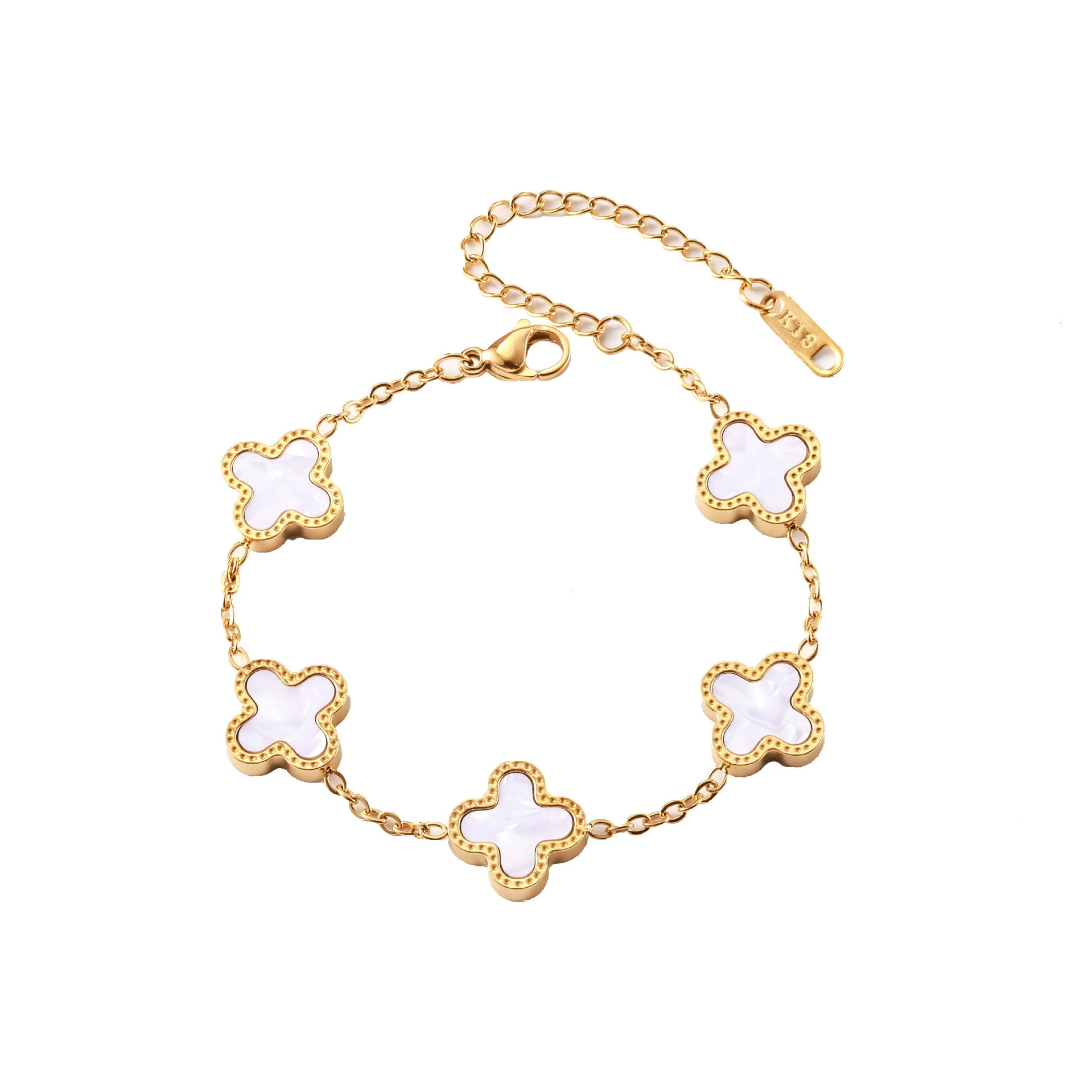 (cross-border trading), trend bracelet stainless steel, amazon, four-leaf clover, 750 sample gold
