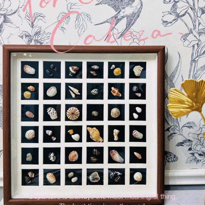 Handmade DIY creative seaside 3D hollow grid photo frame display stand for dried flowers, specimens, and shells Handmade DIY creative seaside 3D hollow grid photo frame display stand for dried flowers, specimens, and shells