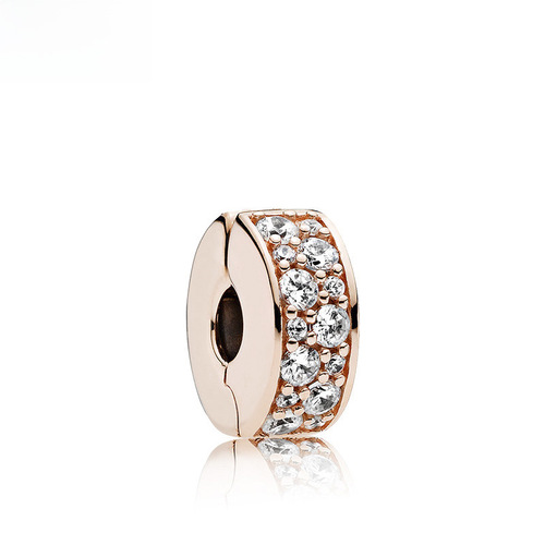 New Rose Gold Diamond-Embedded DIY Heart Flower Blue Sparkling Alloy Diamond Setting Clasp Bracelet Connector
