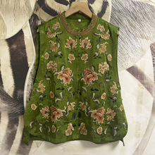 2025秋季新款复古新中式国风唐装改良盘扣刺绣马甲缎面背心上衣女