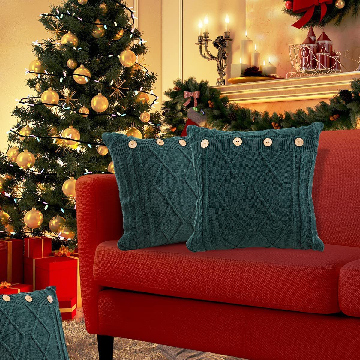 Transfronterizo nuevo estilo europeo y americano rombo de punto de lana almohada de color simple sofá cojín almohada de noche