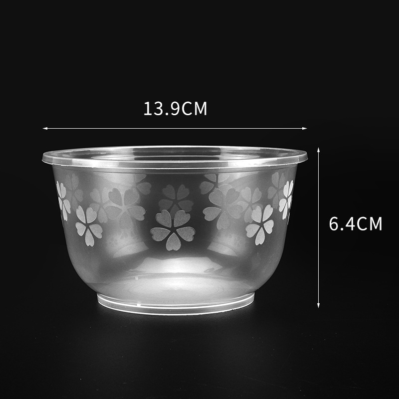 Bowl de sopa de comida desechable, caja de almuerzo de envasado de alimentos, plástico PP tallado, espesado, tazón de aluminio transparente