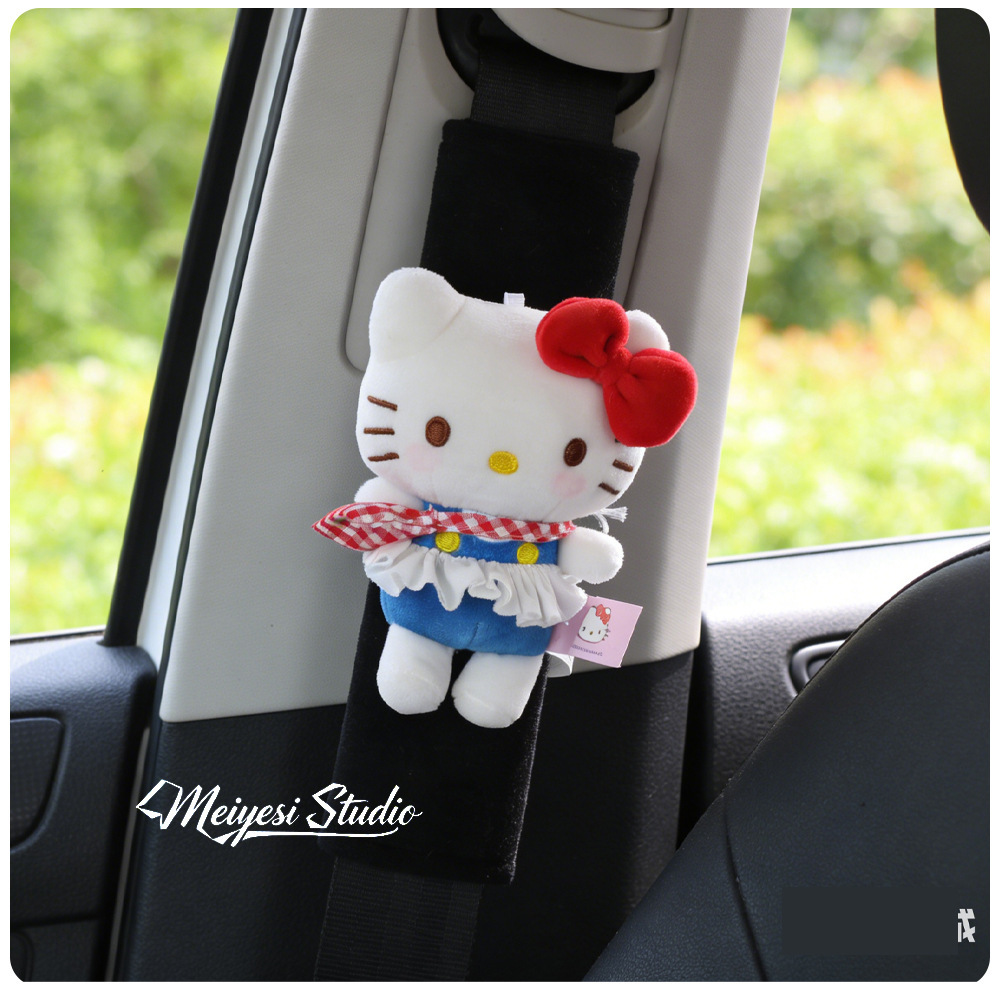 New Spring Outing Hello Kitty Plush Toy Car Seatbelt Shoulder Pad Car Interior Accessories New Car Gift