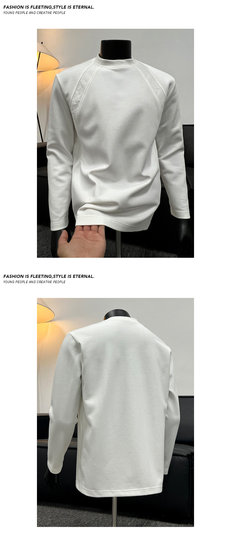 Men's Patchwork Chinese Cotton Long Sleeve T-shirt Round Neck_voghion.com