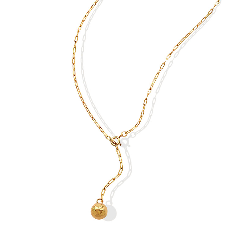 Marka francés ins bola multilateral colgante cadena personalidad nicho titanio acero chapado 18K oro collar P571