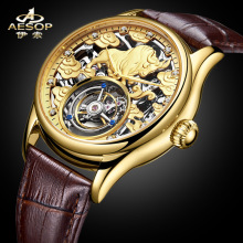 AESOP伊索正品真陀飞轮机械手表生肖牛浮雕防水男士腕表厂家直销