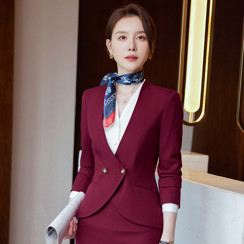 Stewardess business wear female temperament suit suit hotel front desk reception flight attendant interview jewelry shop high-end work clothes Stewardess business wear female temperament suit suit hotel front desk reception flight attendant interview jewelry shop high-end work clothes