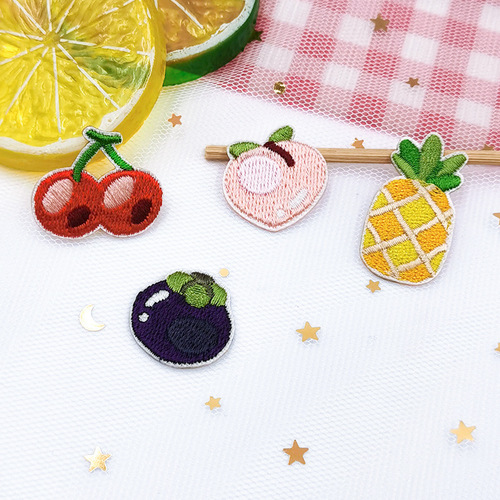 Zhinuo Computer Embroidery Cartoon Fruit Embroidery Stickers DIY Accessories Clothes Decoration Patch Cloth Stickers Cute Self-Adhesive