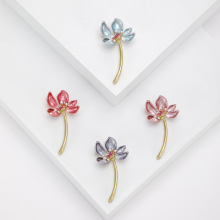 跨境欧美复古衬肤立体荷花胸针胸扣胸花防走光扣别针古典气质服饰