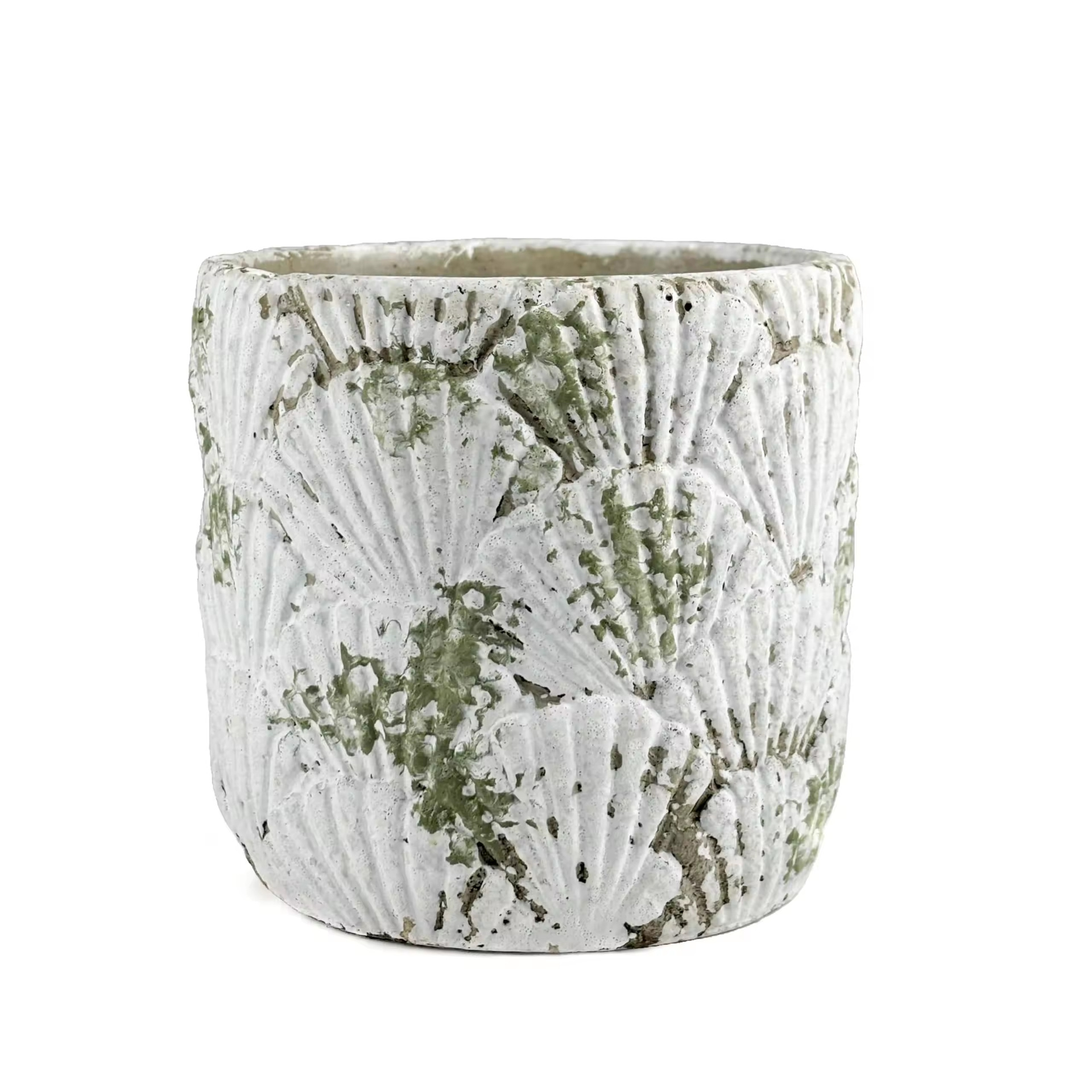 vasija de flores al aire libre con contenedor de almacenamiento de textura natural para taza de cerámica de estilo de concha de viento marino