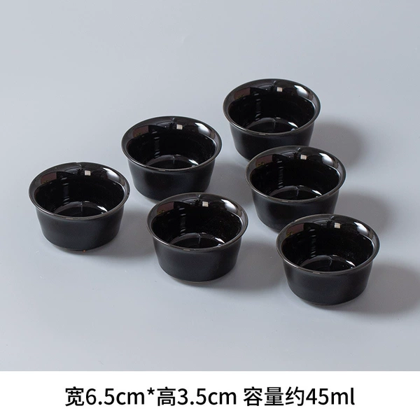 Black flat cup-glossy 6 pieces