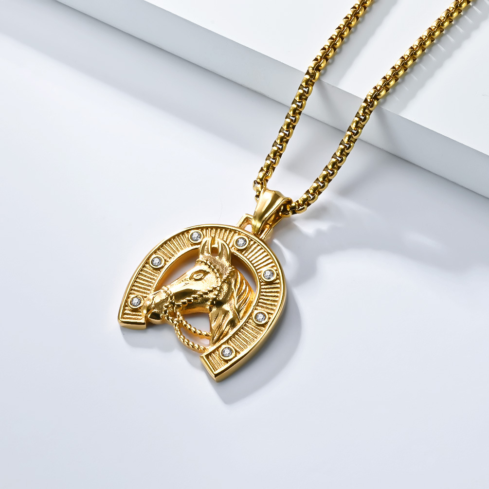 Stainless Steel Material Modern Style Horse Stainless Steel Men's Men Pendant Necklaces