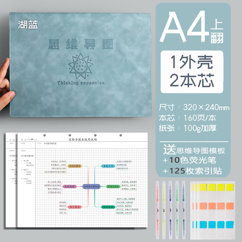 Mapa de la mente cuaderno a4B5 cuaderno de hojas sueltas desmontable estudiante simple examen de ingreso de posgrado Aprendizaje de cuero suave en stock al por mayor