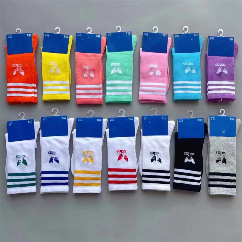 2024 Spring and Autumn ADD High Barrel Three Leaf Grass Middle Barrel Sports Basketball Socks Trendy Brand Running Football Socks