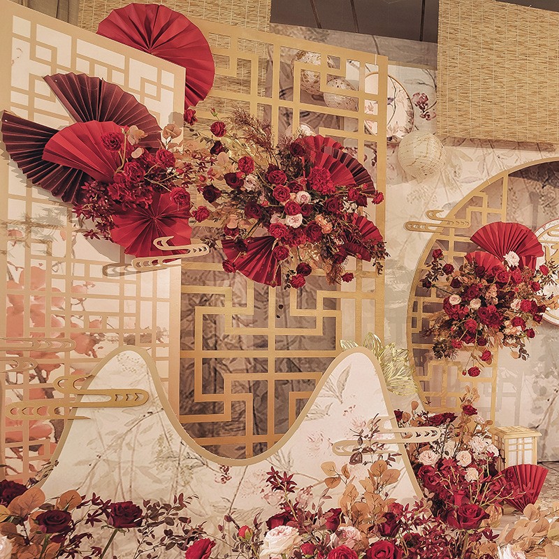 Ventilador de papel plegable de la boda ventilador de papel de la boda decoración de modelado de papel Flor de plomo de papel tallado accesorios suministros en el sitio accesorios de diseño