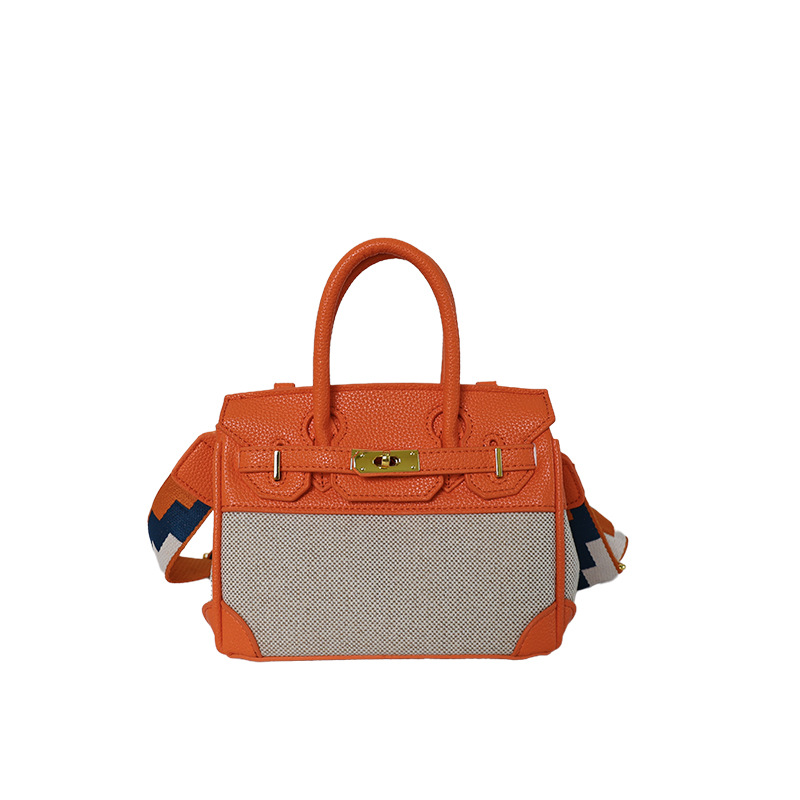 Cross-border nuevo bolso portátil de platino para mujeres 2026 moda lino empalme color contraste mochila de hombro