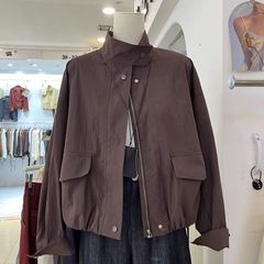 立领工装外套女春季2025新款设计感小众港风宽松百搭休闲别致上衣