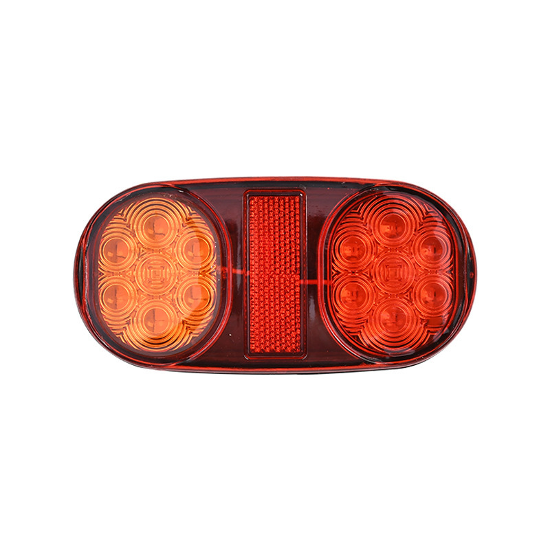 Cross-Border Export 14Led Oval Truck Tail Light 12V24V Truck Tail Light Brake Turn Signal Trailer Light Side Light