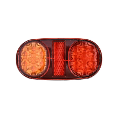 Cross-Border Export 14Led Oval Truck Tail Light 12V24V Truck Tail Light Brake Turn Signal Trailer Light Side Light (Tail light) - 12v