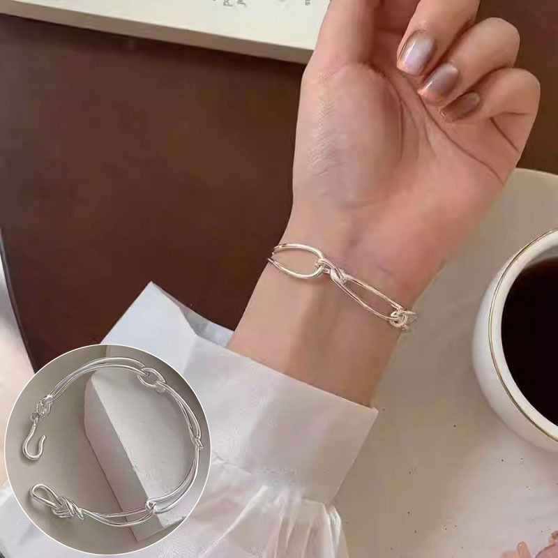 Twist tejido S925 pulsera chapada en plata para hombres y mujeres personalidad retro pulsera de plata tailandesa diseño de nicho original joyería abierta