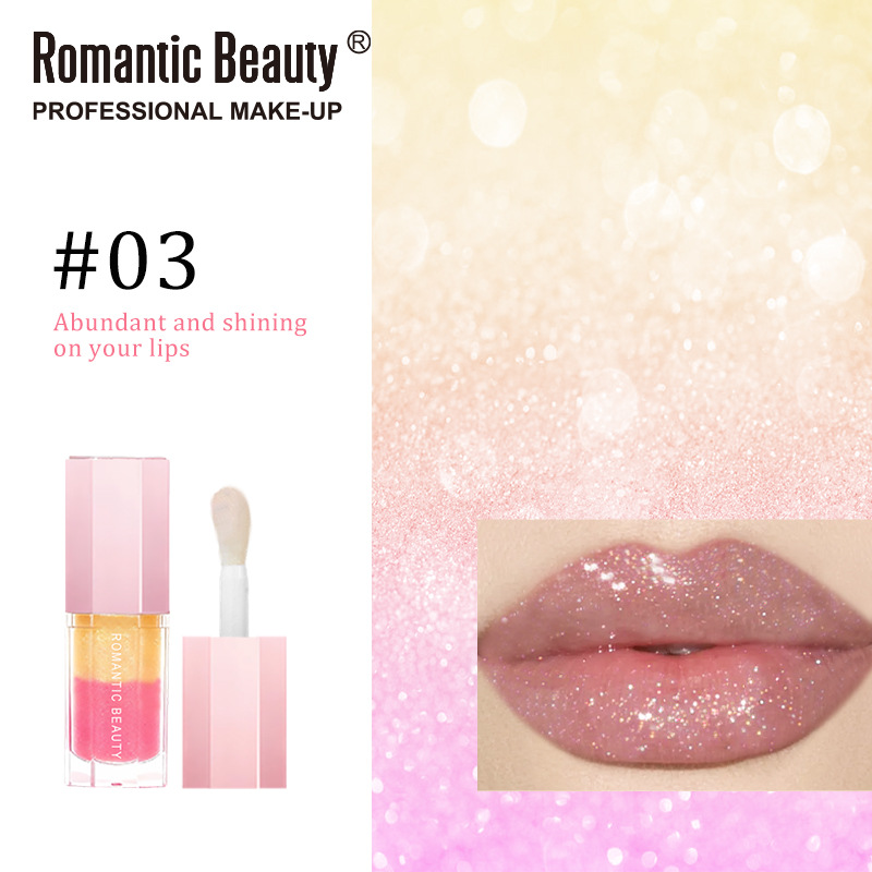 Gloss labial transfronterizo de dos colores, esmalte labial