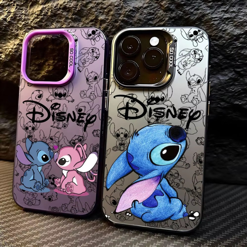 Stitch Graffiti Is Suitable for Apple 16Promax Mobile Phone Case, Lychee Leather Iphone15/14/13 Protective Cover