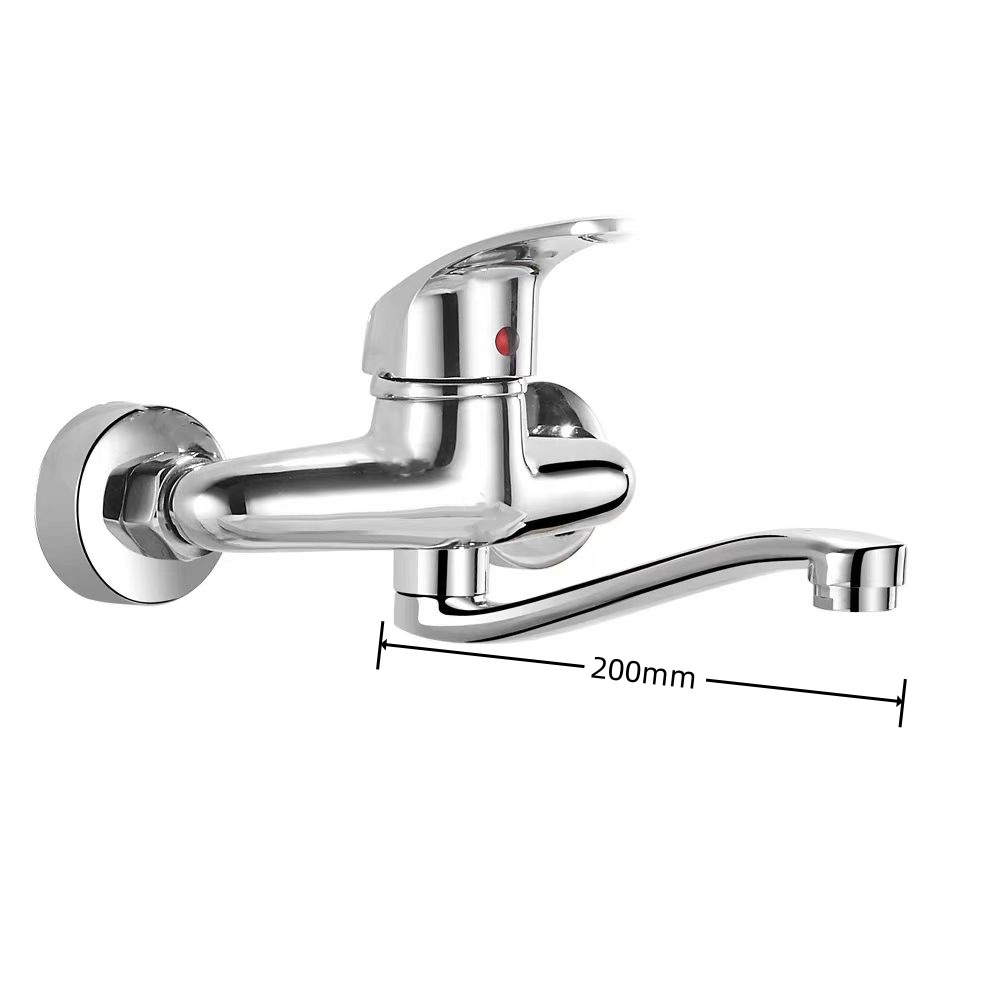 Two-hole concealed installation of Jishi Duo mixed water kitchen balcony faucet, wall-mounted concealed installation of cold and hot sink faucet manufacturer Specification drawing
