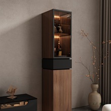 意式极简实木酒柜角柜电视柜沙发边柜玻璃展示柜墙角收纳柜可定