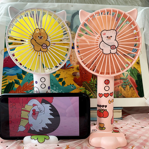  New Cute Cat Handheld Small Fan Mini Portable Charging Desk USB Student Handheld Electric Fan