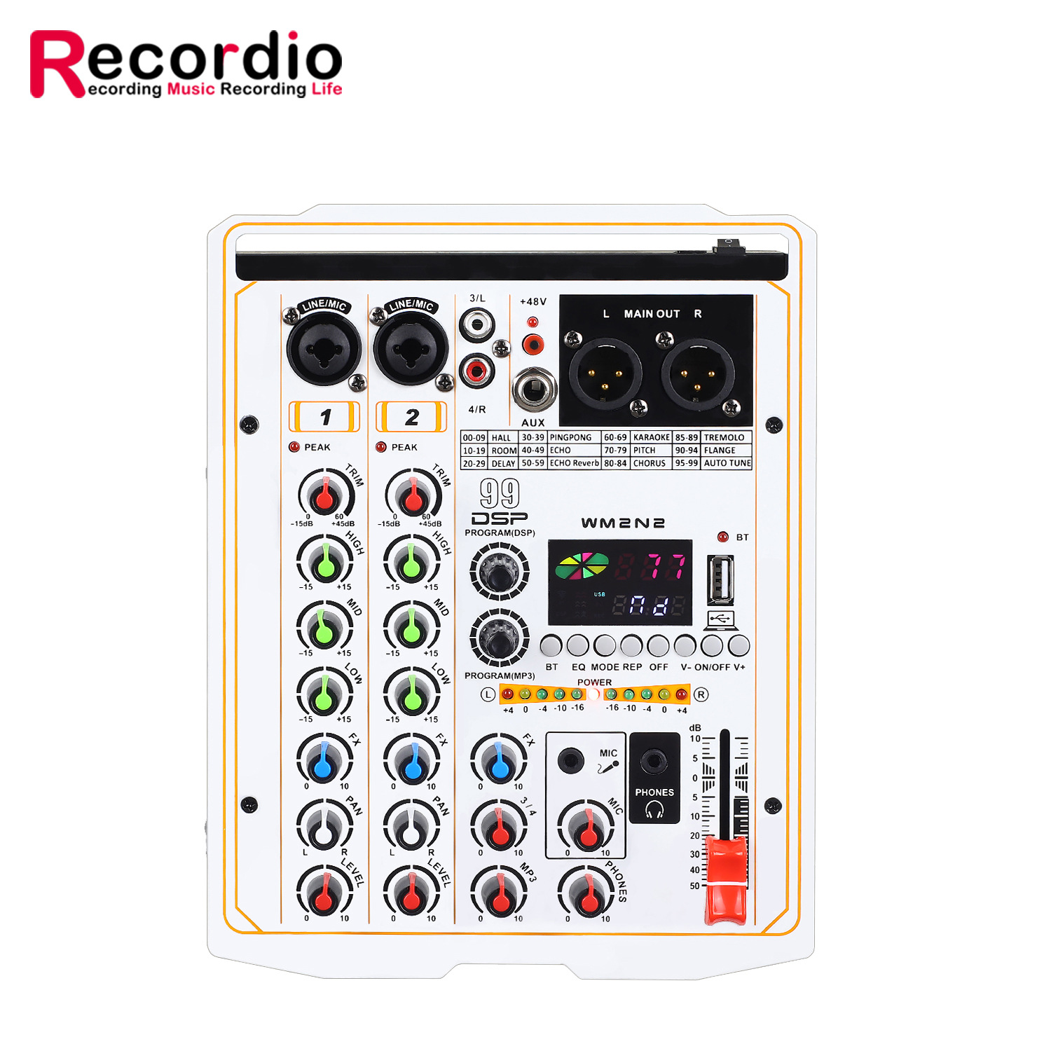 GAX-MJ4 跨境小型4路调音台 蓝牙USB带99种DSP舞台演出调音台设备