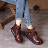 以一 Кожаные демисезонные короткие сапоги для отдыха на платформе, воловья кожа