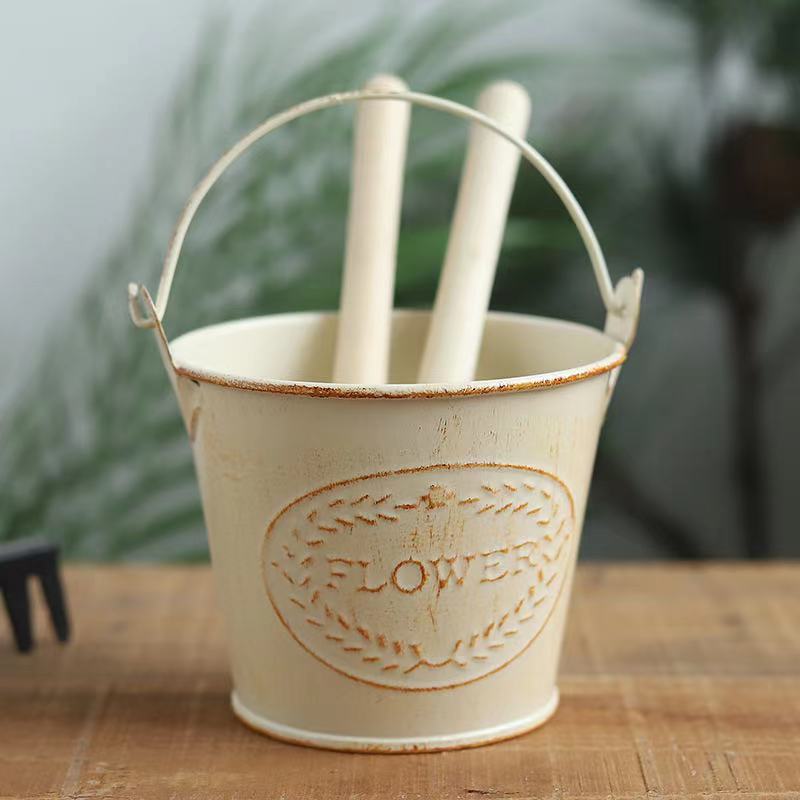 zakka杂货金属工艺品 复古做旧迷你铁皮桶多肉植物小花桶厂家直销