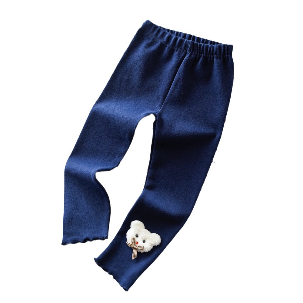 Spring New Girls' Leggings Bear Girls' Pants Baby Outer Wear New Cartoon Children's Stretch Trousers