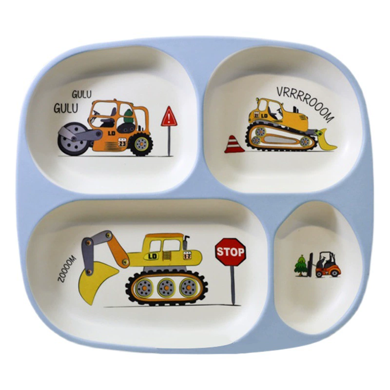 Набор детской посуды из меламинового бамбукового волокна, миска для детского питания, детская тарелка против падения, милая обеденная тарелка для автомобиля
