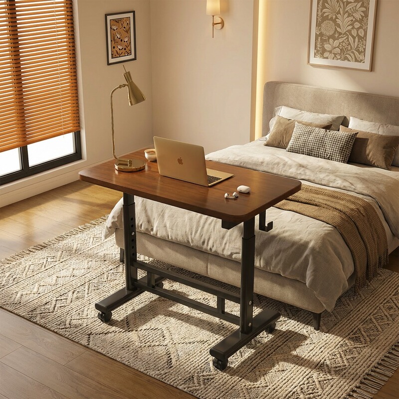 Adjustable Bedside Table with Wheels for Home Use, Movable Lazy Computer Desk for Bedroom, Student Study Desk for Home Use in Bedroom Adjustable Bedside Table with Wheels for Home Use, Movable Lazy Computer Desk for Bedroom, Student Study Desk for Home Use in Bedroom